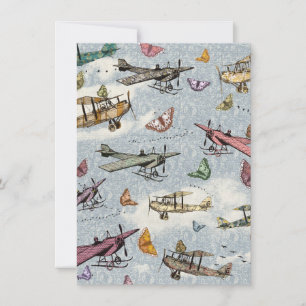 Invitation d'anniversaire des avions et papillons