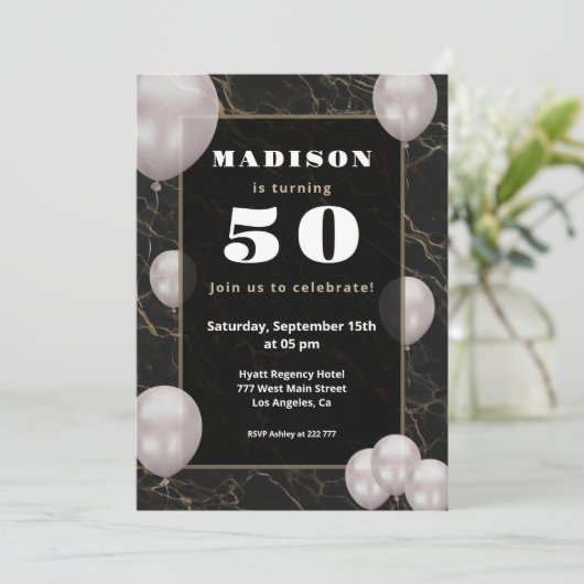 Invitation d'anniversaire des ballons (Debout devant)