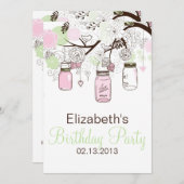 Invitation d'anniversaire des bocaux de mason rose (Devant / Derrière)
