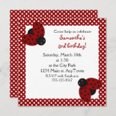 Invitation d'anniversaire des chouettes Ladybugs r (Devant / Derrière)