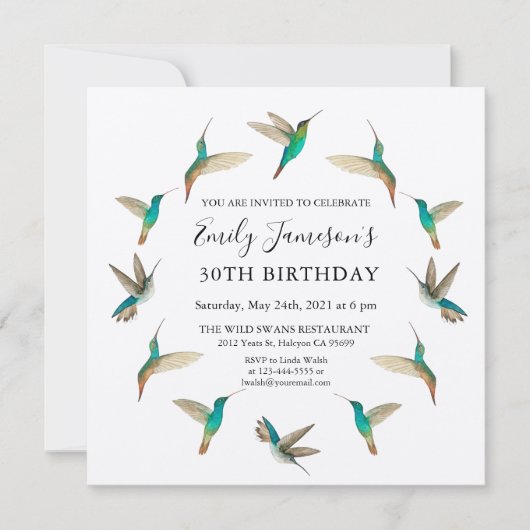 Invitation d'anniversaire des colibris (Devant)