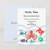 Invitation d'anniversaire des créatures de la mer (Devant / Derrière)