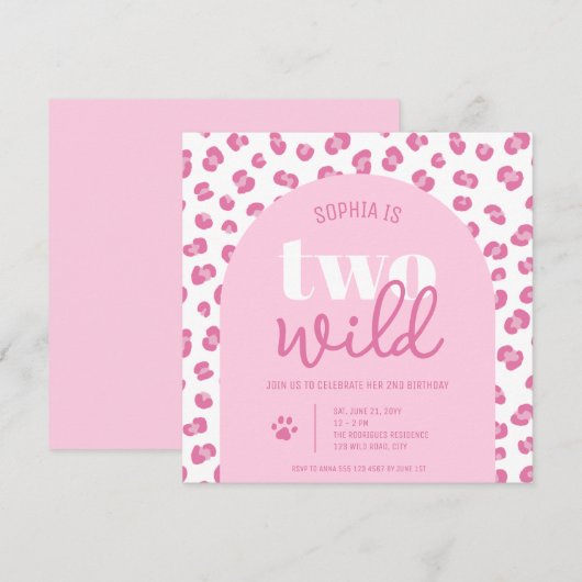Invitation d'anniversaire des deux ans de fille sa (Devant / Derrière)