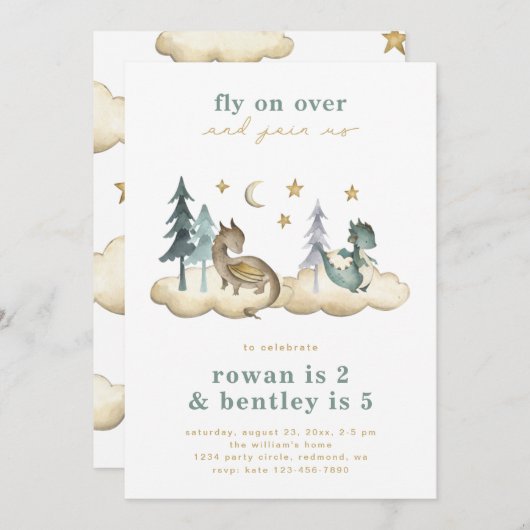 Invitation d'anniversaire des dragons interarmées (Devant / Derrière)