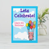Invitation d'anniversaire des enfants de Cochon de (Debout devant)