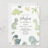 Invitation d'anniversaire des enfants dinosaures (Devant)