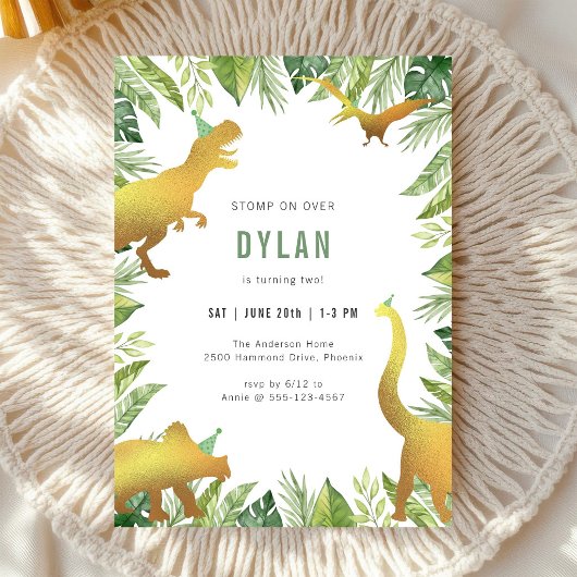 Invitation d'anniversaire des enfants dinosaures