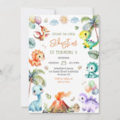 Invitation d'anniversaire des enfants dinosaures (Devant)