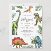 Invitation d'anniversaire des enfants dinosaures (Devant)
