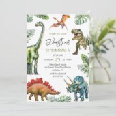 Invitation d'anniversaire des enfants dinosaures (Debout devant)