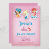 Invitation d'anniversaire des fées - Filles Fairy  (Devant / Derrière)