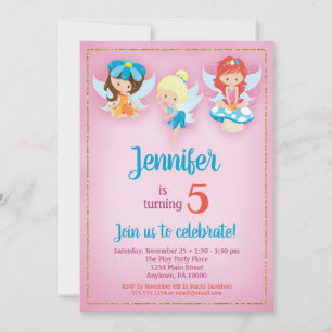 Invitation d'anniversaire des fées - Filles Fairy 
