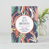 Invitation d'anniversaire des Feuilles Abstraits (Debout devant)