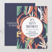 Invitation d'anniversaire des Feuilles Abstraits (Devant / Derrière)