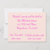 Invitation d'anniversaire des filles (Dos)