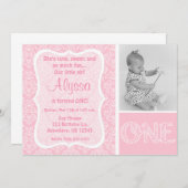 Invitation d'anniversaire des filles aux Damas ros (Devant / Derrière)