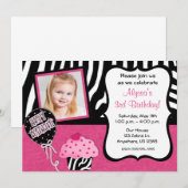 Invitation d'anniversaire des filles de Cupcake Ze (Devant / Derrière)
