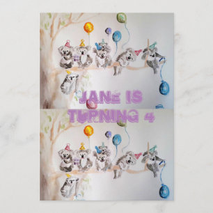Invitation d'anniversaire des filles de Koala Art