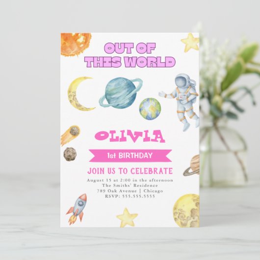 Invitation d'anniversaire des filles de l'espace e (Debout devant)