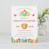 Invitation d'anniversaire des filles de Pâques col (Debout devant)