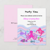 Invitation d'anniversaire des filles sous la mer (Devant / Derrière)