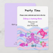 Invitation d'anniversaire des filles sous la mer (Devant / Derrière)