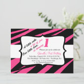 Invitation d'anniversaire des filles Zebra roses e (Debout devant)
