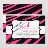 Invitation d'anniversaire des filles Zebra roses e (Devant / Derrière)