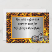 Invitation d'anniversaire des flammes de motocyles (Dos)