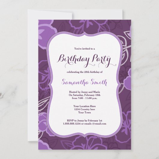 Invitation d'anniversaire des fleurs d'Hibiscus d' (Devant)