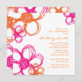 Invitation d'anniversaire des fleurs sauvages rose (Devant / Derrière)