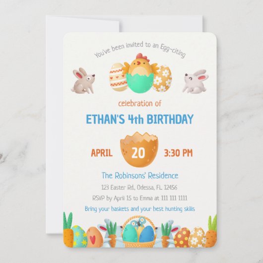 Invitation d'anniversaire des garçons de Pâques co (Devant)