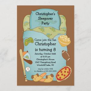 Invitation d'anniversaire des garçons de Slepover