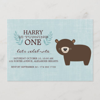 Invitation d'anniversaire des garçons ours de la f