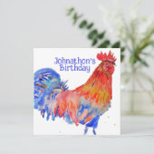 Invitation d'anniversaire des garçons Red Rooster (Debout devant)