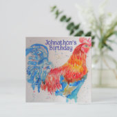 Invitation d'anniversaire des garçons Red Rooster (Debout devant)