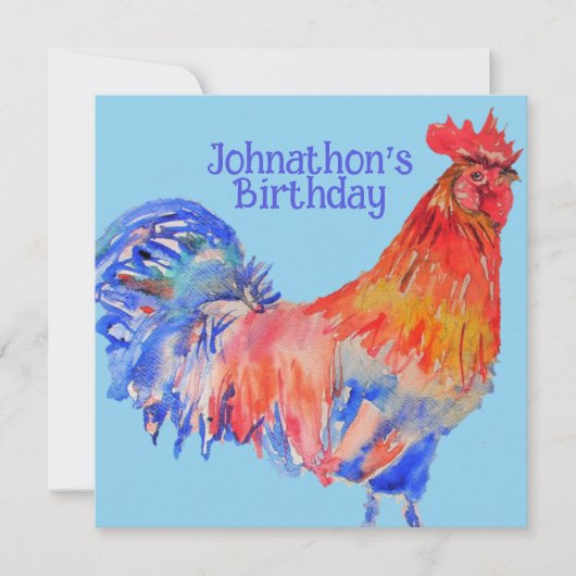 Invitation d'anniversaire des garçons Red Rooster (Devant)