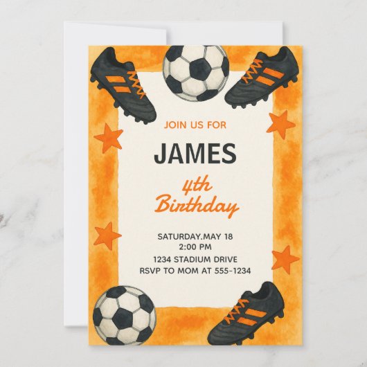 Invitation d'anniversaire des garçons - Soccer Spo (Devant)