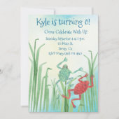 Invitation d'anniversaire des grenouilles d'aquare (Devant)