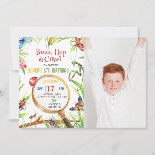 Invitation d'anniversaire des insectes (Devant)