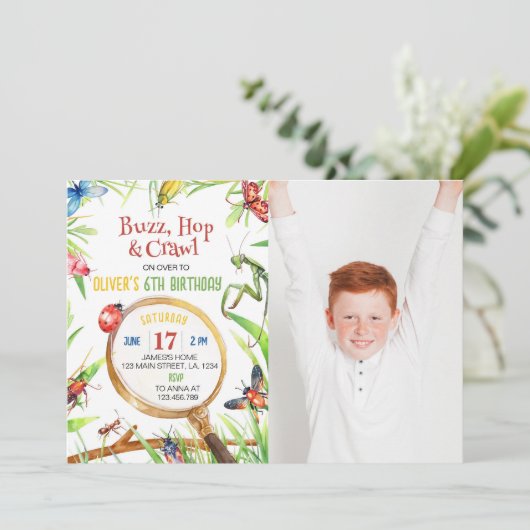 Invitation d'anniversaire des insectes (Debout devant)