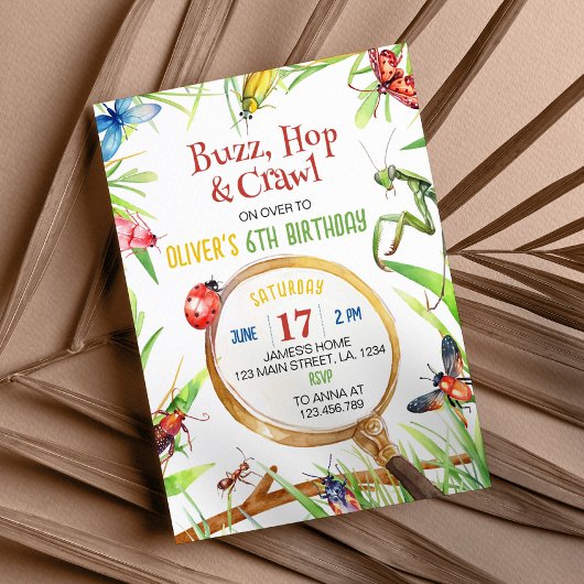 Invitation d'anniversaire des insectes de la natur