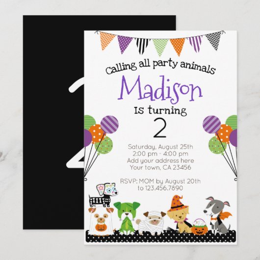 Invitation d'anniversaire des marionnettes d'Hallo (Devant / Derrière)