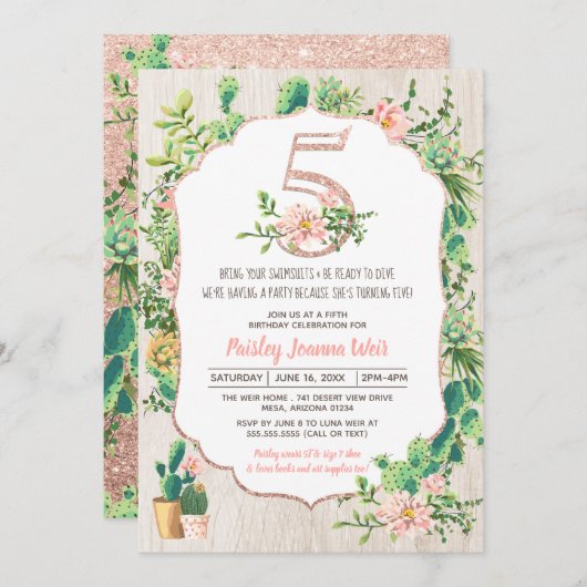 Invitation d'anniversaire des parties (Devant / Derrière)