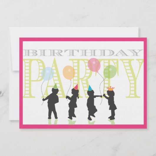 Invitation d'anniversaire des petites filles - ros (Devant)