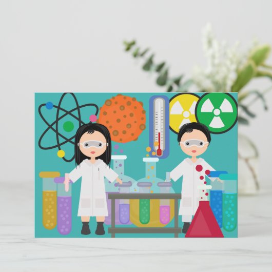 Invitation d'anniversaire des petits scientifiques (Debout devant)