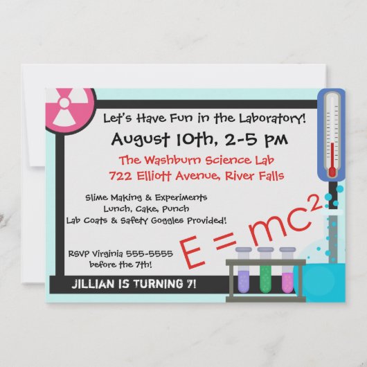 Invitation d'anniversaire des petits scientifiques (Dos)