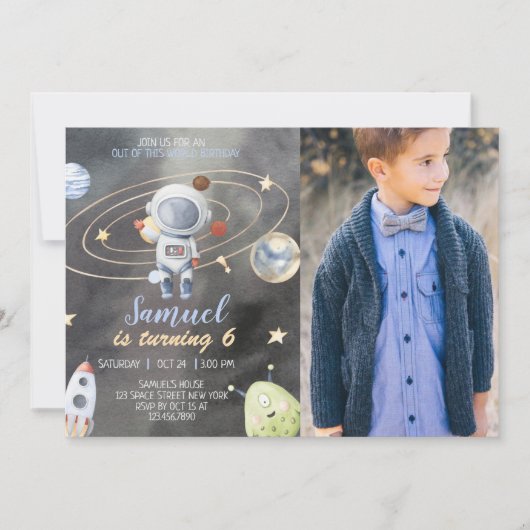 Invitation d'anniversaire des planètes spatiales a (Devant)