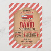 Invitation d'anniversaire des pompiers (Devant / Derrière)