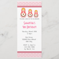 Invitation d'anniversaire des poupées russes Point